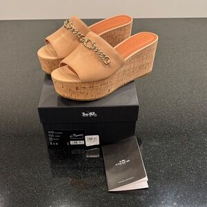Coach Beechwood Chain Wedge Cork Sandals